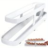 Egg Holder For Refrigerator: Automatically Rolling Egg Storage Container, 2 Tier Rolling Egg Dispenser, Space Saving Egg Tray For Refrigerator - White