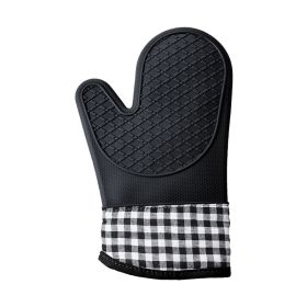 1pcs Silicone Oven Mitts;  Heat Insulation Pad;  Microwave Oven Gloves - black