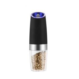 Electric Salt and Pepper Grinders Stainless Steel Automatic Gravity Herb Spice Mill Adjustable Coarseness Kitchen Gadget Sets - 1pcs Black