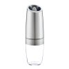 Electric Salt and Pepper Grinders Stainless Steel Automatic Gravity Herb Spice Mill Adjustable Coarseness Kitchen Gadget Sets - 1pcs Silver