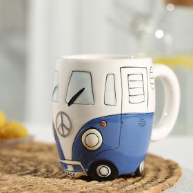 Creative Ceramic Bus Cup Interesting Milk Coffee Mug - blue - 301-400ml