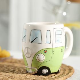 Creative Ceramic Bus Cup Interesting Milk Coffee Mug - Green - 301-400ml