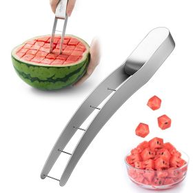 1pc Watermelon Cutter Slicer, Stainless Steel Watermelon Cube Cutter Quickly Safe Watermelon Knife, Fun Fruit Salad Melon Cutter For Kitchen Gadget -