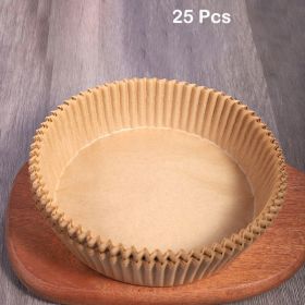 25/50pcs Air Fryer Disposable Paper Liner Non-stick Round Baking Steamer Paper Mats Home Kitchen Airfryer Food Basket Liner Mat - 25pcs brown(opp bag)