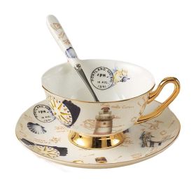 6.8 OZ Coffee Cup Set Porcelain Tea Cup Cup and Saucer with Spoon Ceramic Mug - Default