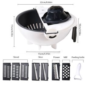 9 In 1 Multi-function Vegetable Cutting Artifact; Household Potato Shredding Machine; Manual Kitchen Artifact; Cutting Vegetable Draining - Nine In On