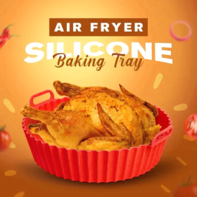 Air Fryer Silicone Baking Tray Reusable Basket Mat Non-Stick Round Microwave Pads Baking Mat Oven Air Fryer Liner  - Blue