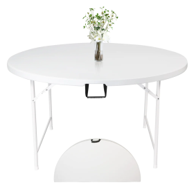 48" Round Plastic Folding Table for 4-6 Seats, White - CH1001