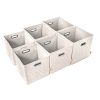 AFJE1001BLUE-3SZ Jiaessentials Blue Closet Organizers Cube Bins 3 Size 6pcs. - Beige