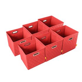 AFJE1001BLUE-3SZ Jiaessentials Blue Closet Organizers Cube Bins 3 Size 6pcs. - Red