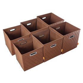 AFJE1001BLUE-3SZ Jiaessentials Blue Closet Organizers Cube Bins 3 Size 6pcs. - Brown