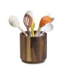 Rotating Lazy Susan Utensil Holder - brown - acacia wood