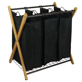 Oceanstar X-Frame Bamboo 3-Bag Laundry Sorter - XBS1484