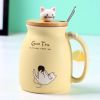 Cartoon Cat Ceramic Coffee Mug - Yellow