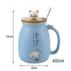 Cartoon Cat Ceramic Coffee Mug - blue