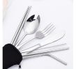 8 Pieces Travel Flatware Set, Portable Stainless Steel Utensils Set, Knife Fork Spoon Chopsticks Straw with Zipper Case - Black