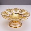 Gold Fruit Basket Flower Shape Festival Alloy Candy Food Nut Fruit High Storage Basket Wedding Home Desktop Tray Decoration - Silver - 7.08 inches