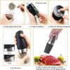 Electric Salt and Pepper Grinders Stainless Steel Automatic Gravity Herb Spice Mill Adjustable Coarseness Kitchen Gadget Sets - 1pcs Black