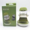 1pc Soap Dispensing Palm Brush With Holder; Soap Dispenser Scrub Brush; With Holder Storage Stand Set; Green; Grey - Grey