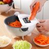 9 In 1 Multi-function Vegetable Cutting Artifact; Household Potato Shredding Machine; Manual Kitchen Artifact; Cutting Vegetable Draining - Nine In On