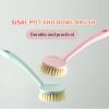 Home Pot Dishwashing Brush Long Handle Dish Bowl Cleaning Scrubber Natural Sisal Bristles Kitchen Supplies Tools And Accessories - Pink