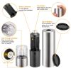 Electric Salt Pepper Grinder with Light Adjustable Coarseness Stainless Steel Salt Pepper Shaker - Silver