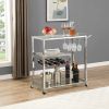 Bar Cart for Home, 3-Tier Mobile Kitchen Serving Cart with Glass Holder and Wine Rack, Rolling Wine Trolley with Tempered Glass and Chrome-Finished Me