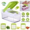 Vegetable Slicer Quick Potato Tomato Fruit Cutter Set with 3 Blades Stainless Steel Food Chopper - Green