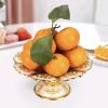 Gold Fruit Basket Flower Shape Festival Alloy Candy Food Nut Fruit High Storage Basket Wedding Home Desktop Tray Decoration - A - 7.08 inches