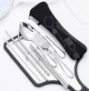 8 Pieces Travel Flatware Set, Portable Stainless Steel Utensils Set, Knife Fork Spoon Chopsticks Straw with Zipper Case - Black