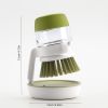 1pc Soap Dispensing Palm Brush With Holder; Soap Dispenser Scrub Brush; With Holder Storage Stand Set; Green; Grey - Grey