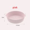 Air Fryer Silicone Baking Tray Reusable Basket Mat Non-Stick Round Microwave Pads Baking Mat Oven Air Fryer Liner  - Pink