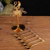 6pcs Gold Alloy Spoon Display Stand Kitchen Dessert Coffee Mixing Tableware Spoon Holder Swan Storage Box Wedding Gift Decorate - Silver