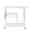 Bar Cart for Home, 3-Tier Mobile Kitchen Serving Cart with Glass Holder and Wine Rack, Rolling Wine Trolley with Tempered Glass and Chrome-Finished Me