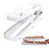 Egg Holder For Refrigerator: Automatically Rolling Egg Storage Container, 2 Tier Rolling Egg Dispenser, Space Saving Egg Tray For Refrigerator - White