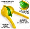 Metal 2-In-1 Lemon Lime Squeezer - Hand Juicer Lemon Squeezer - Max Extraction Manual Citrus Juicer (Vibrant Yellow and green Atoll) - Yellow and gree