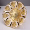 Gold Fruit Basket Flower Shape Festival Alloy Candy Food Nut Fruit High Storage Basket Wedding Home Desktop Tray Decoration - A - 7.08 inches