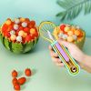 3pcs Set Kitchen Fruit Carving Knife Three-piece Set Of Stainless Steel Watermelon Digging Spoon Fruit Platter Tool Digging Ball Set - Green 3pcs Set