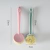 Home Pot Dishwashing Brush Long Handle Dish Bowl Cleaning Scrubber Natural Sisal Bristles Kitchen Supplies Tools And Accessories - Pink