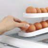 Egg Holder For Refrigerator: Automatically Rolling Egg Storage Container, 2 Tier Rolling Egg Dispenser, Space Saving Egg Tray For Refrigerator - White