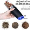 Electric Salt and Pepper Grinders Stainless Steel Automatic Gravity Herb Spice Mill Adjustable Coarseness Kitchen Gadget Sets - 1pcs Black